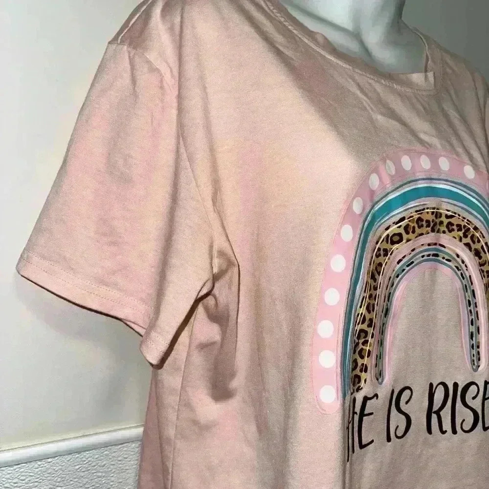 “He is Risen” Rainbow Women's Unbranded T-Shirt XL Pink Blue - Picture 3 of 10